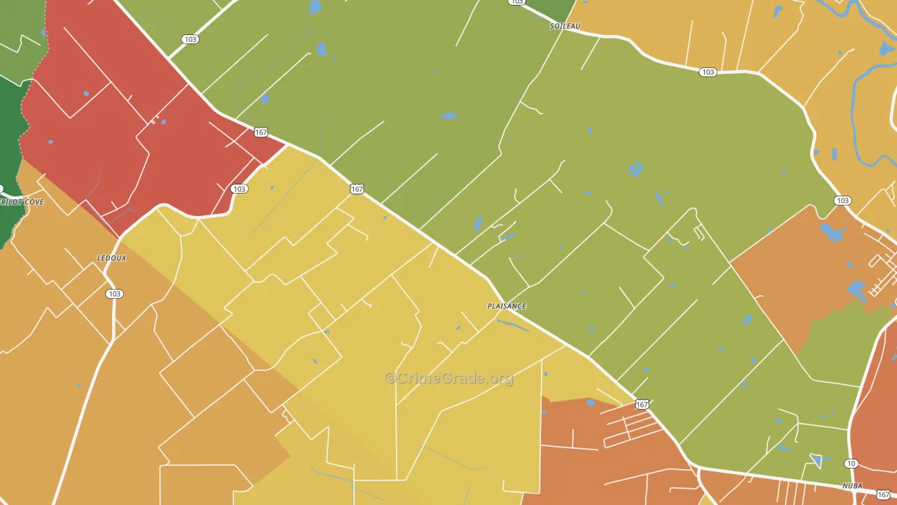 Plaisance, LA Map of Burglary Rates