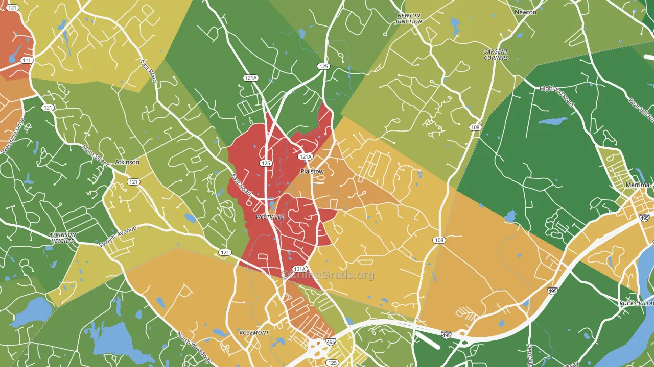 Plaistow, NH Map of Burglary Rates