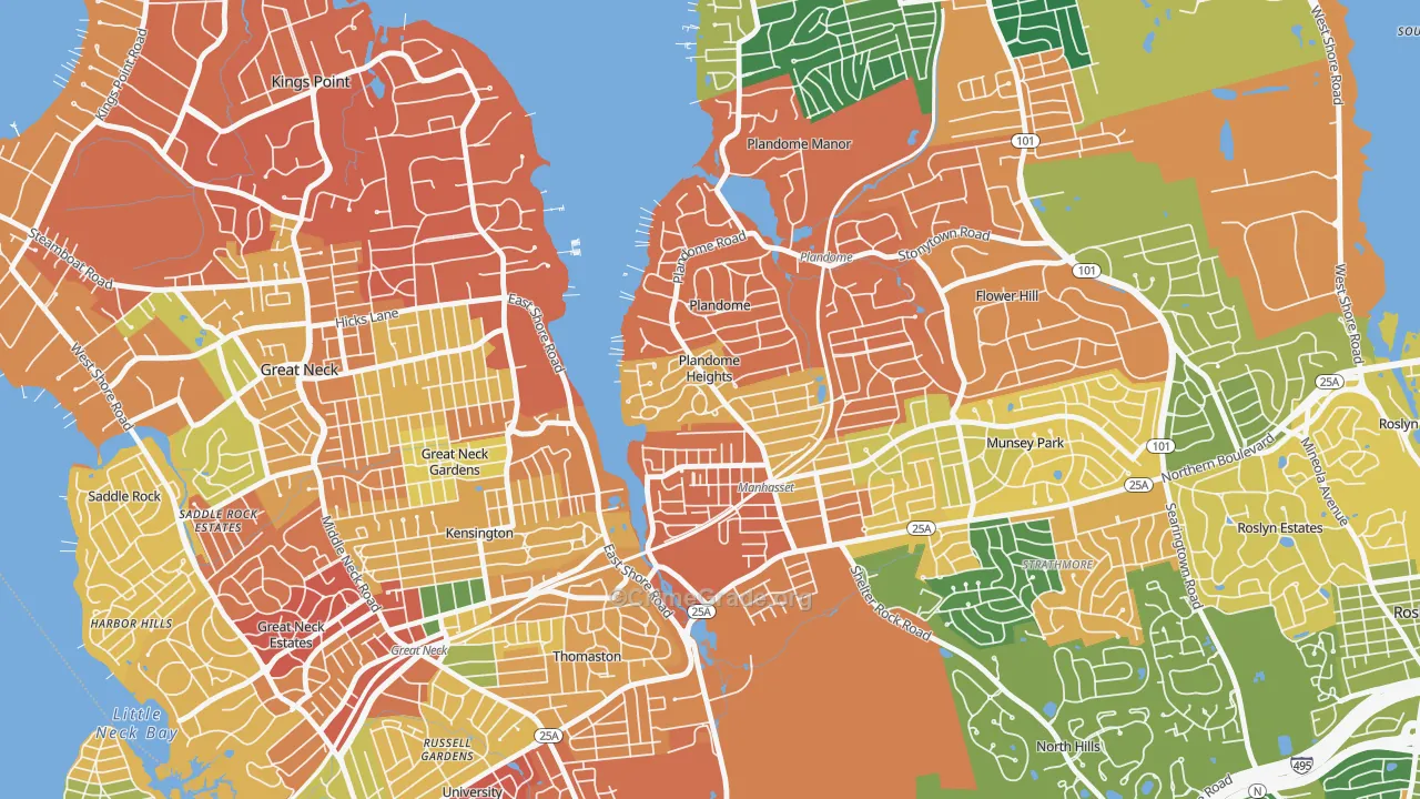 Plandome Heights, NY Map of Burglary Rates