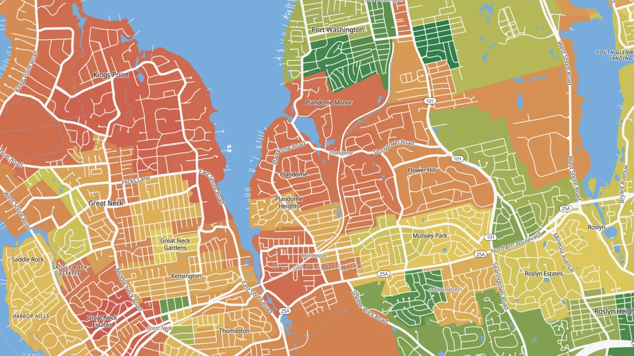 Plandome, NY Map of Burglary Rates