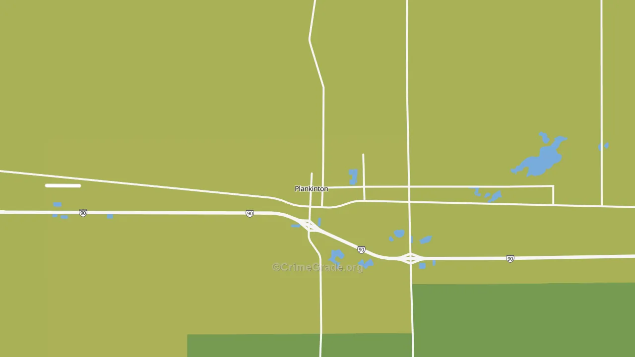 Plankinton, SD Map of Burglary Rates