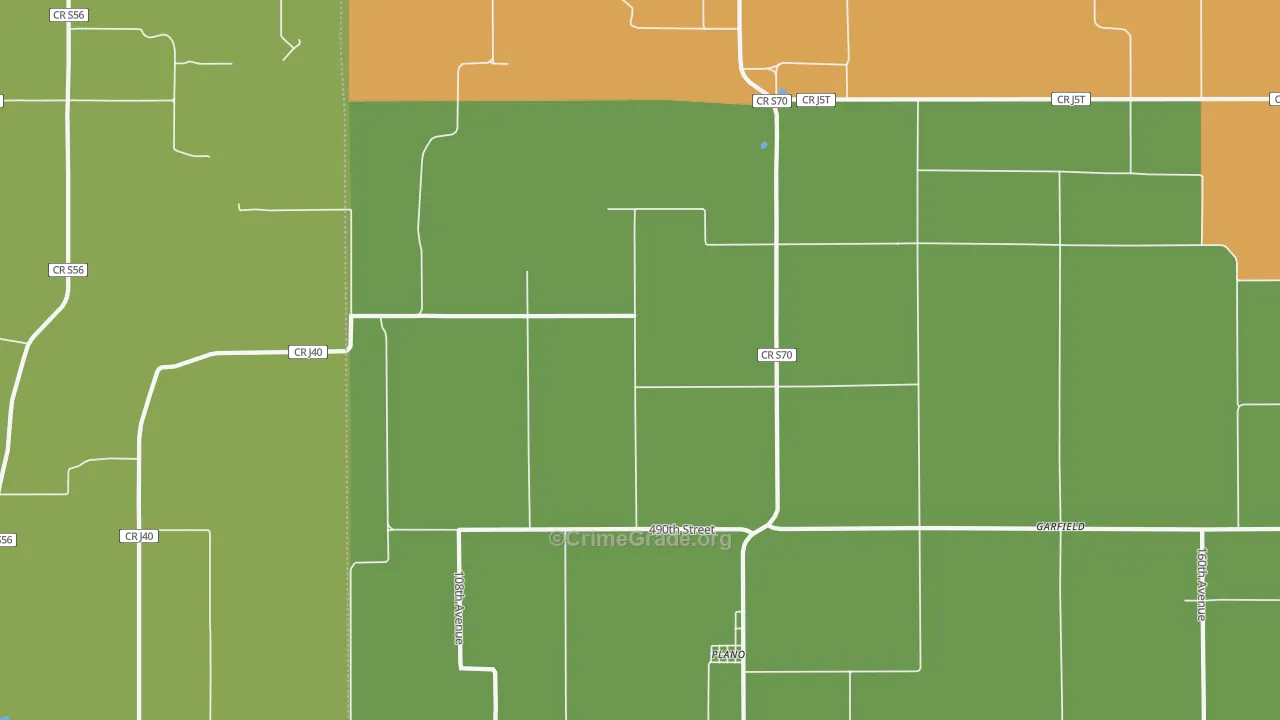 Plano, IA Map of Burglary Rates