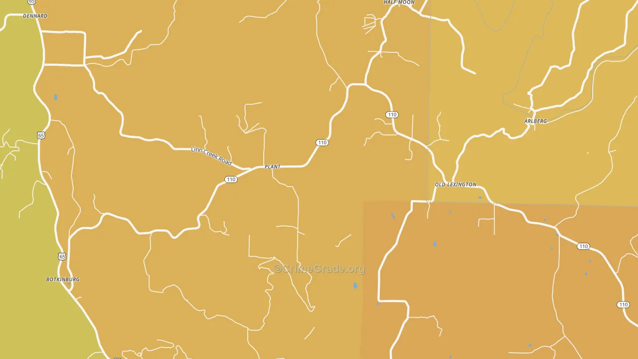 Plant, AR Map of Burglary Rates