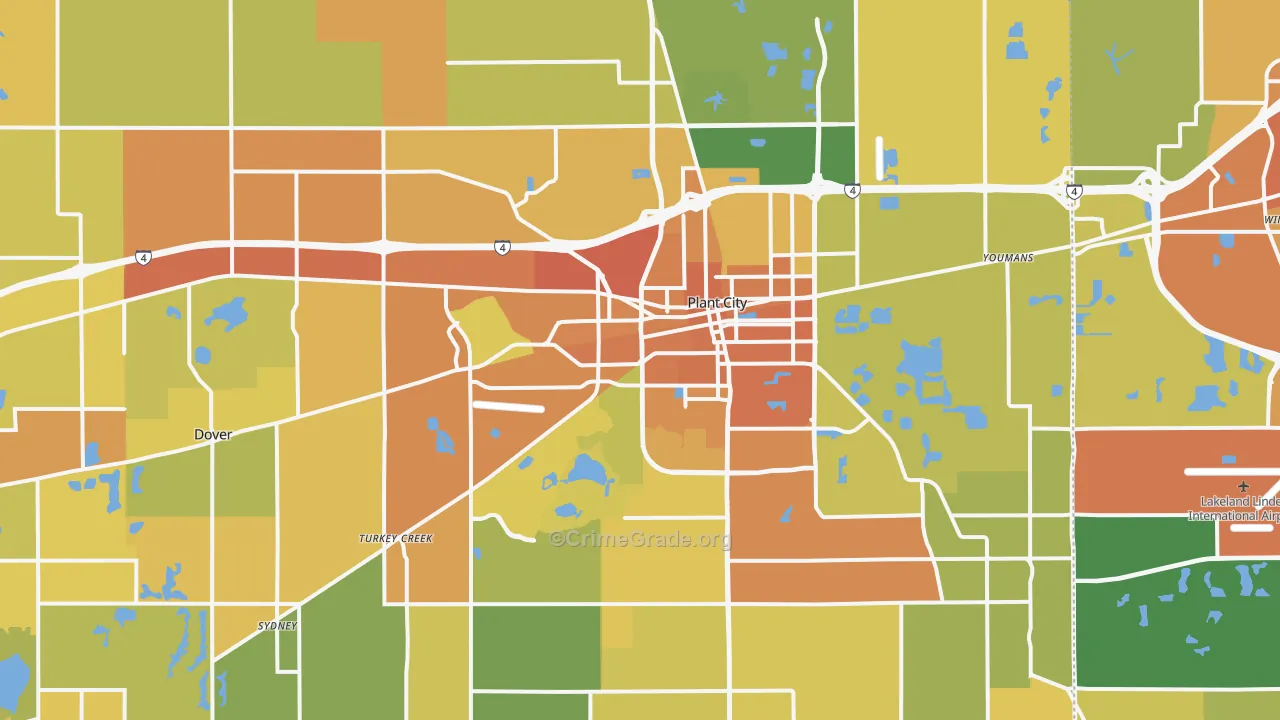 Plant City, FL Map of Burglary Rates