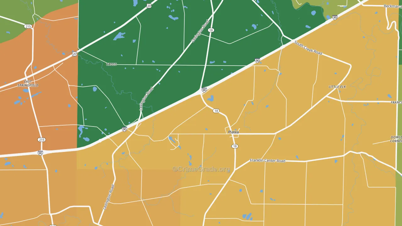 Platea, PA Map of Burglary Rates