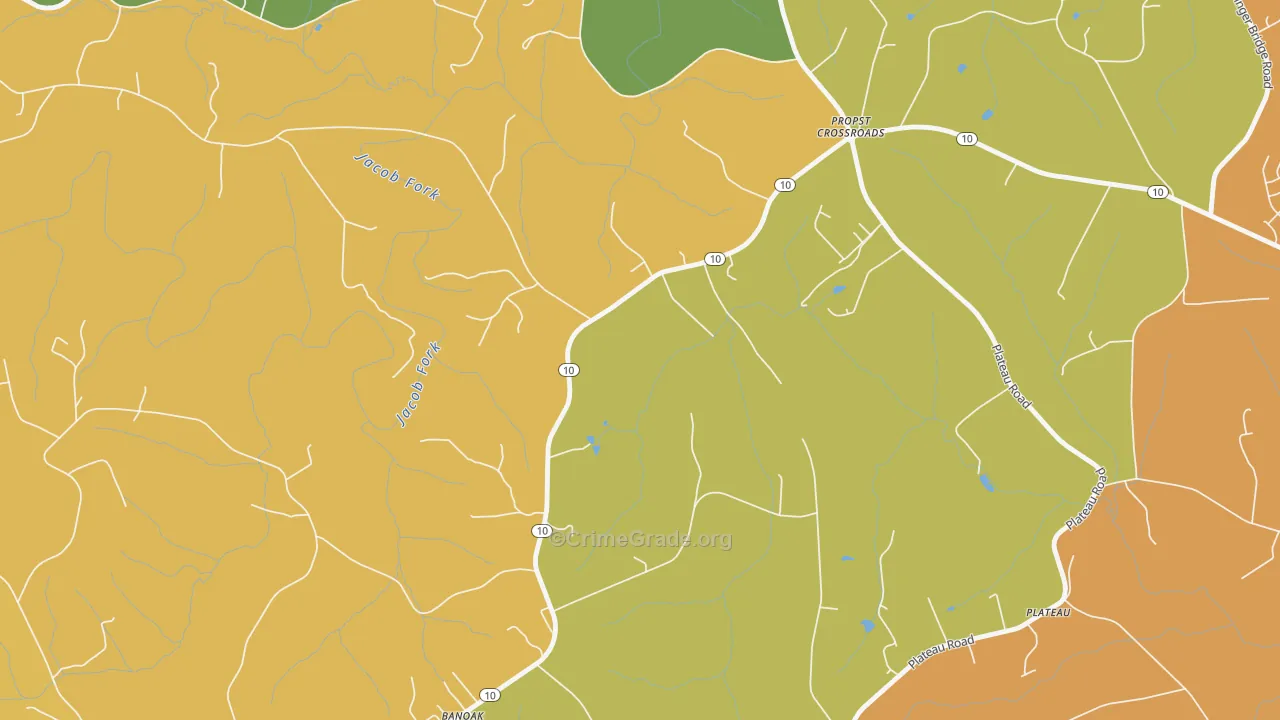 Plateau, NC Map of Burglary Rates