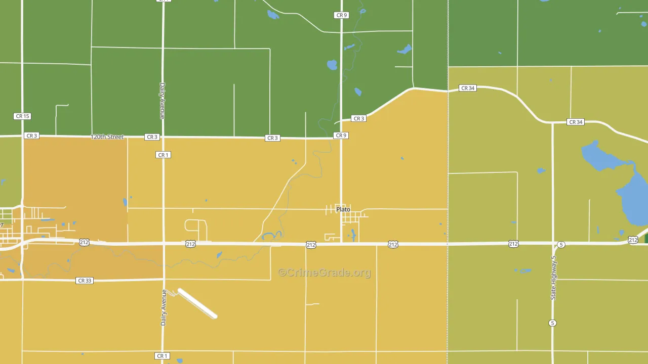 Plato, MN Map of Burglary Rates