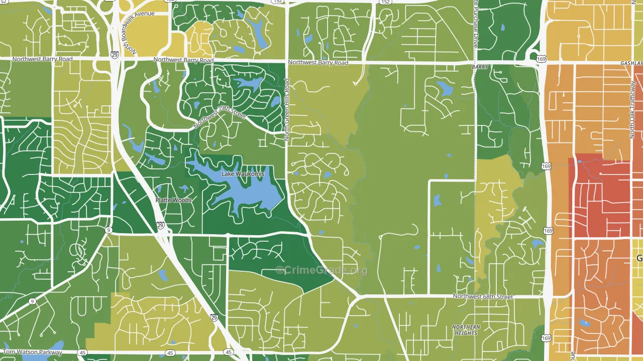Platte Brook North, Kansas City, MO Map of Burglary Rates