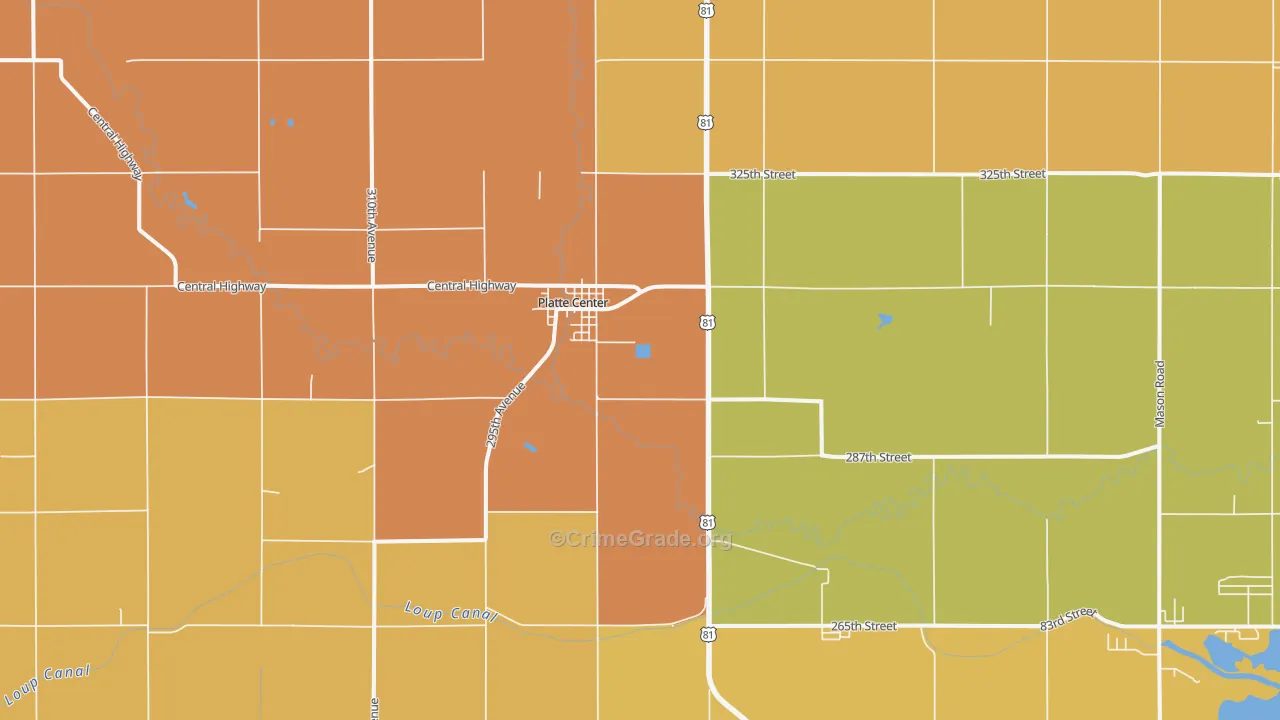 Platte Center, NE Map of Burglary Rates