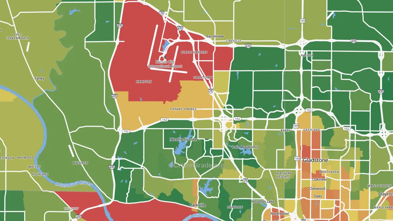 Platte County, MO Map of Burglary Rates