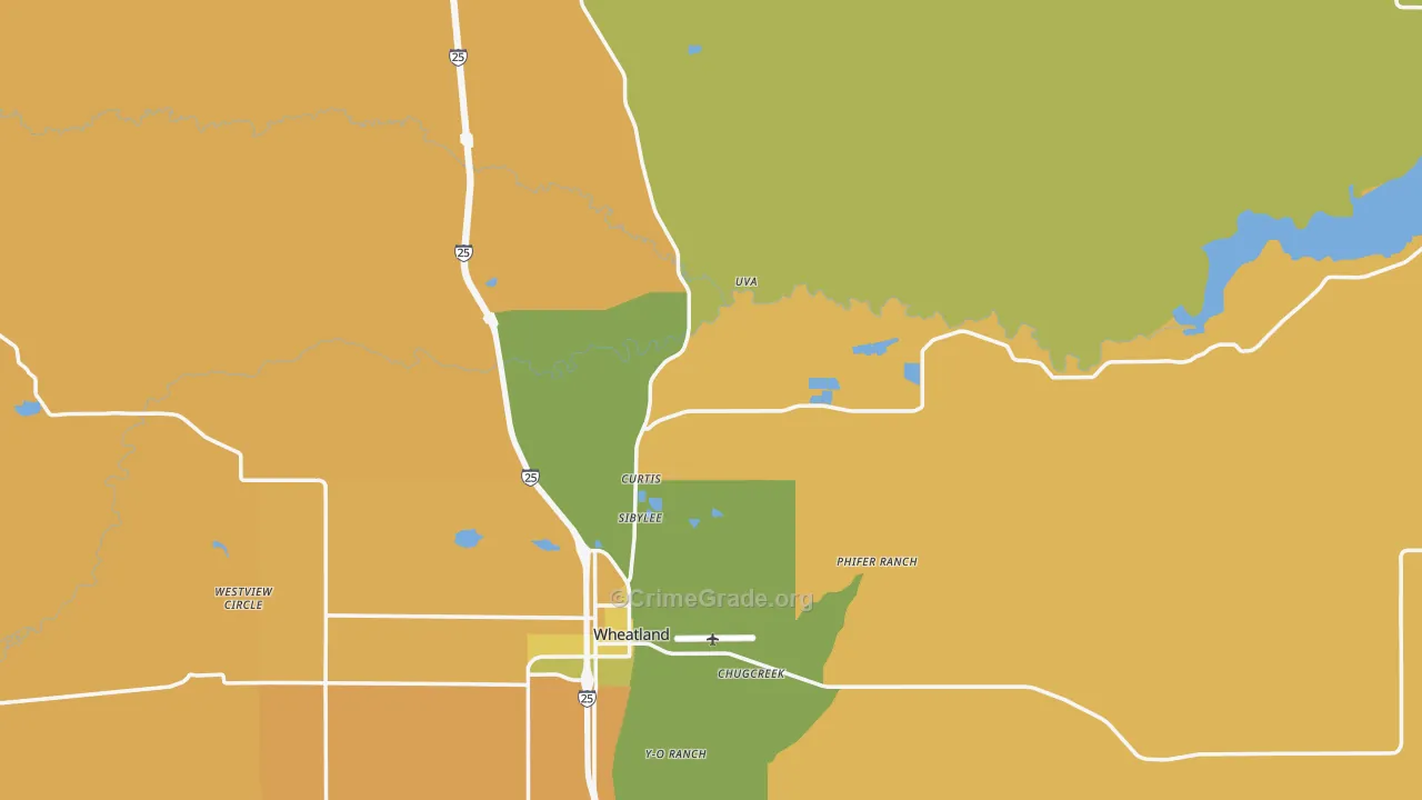 Platte County, WY Map of Burglary Rates