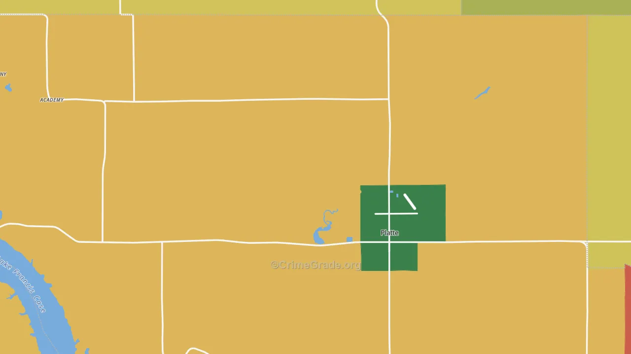 Platte, SD Map of Burglary Rates