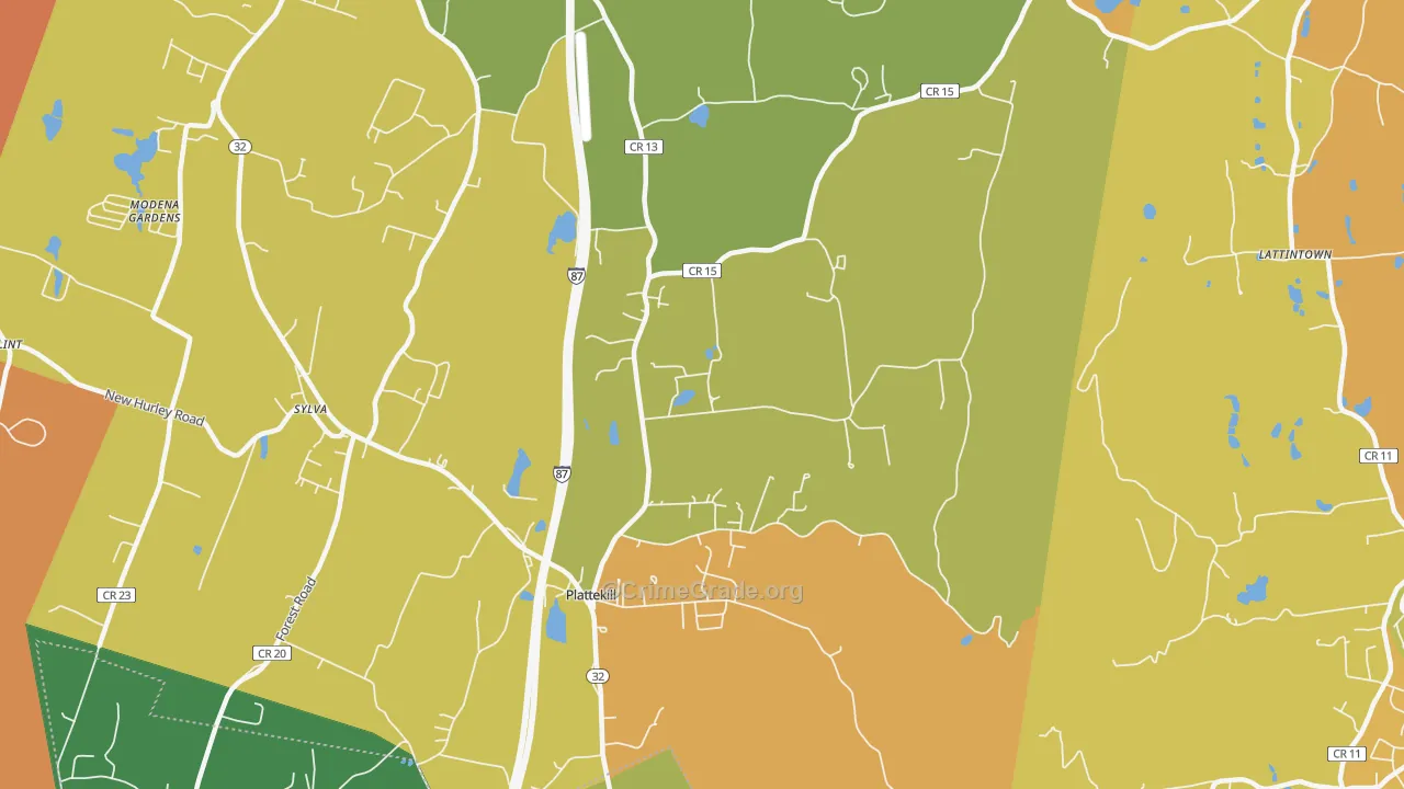 Plattekill, NY Map of Burglary Rates
