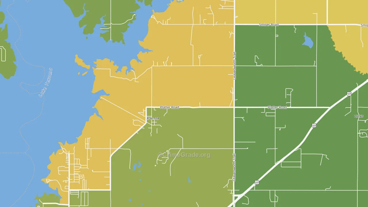 Platter, OK Map of Burglary Rates