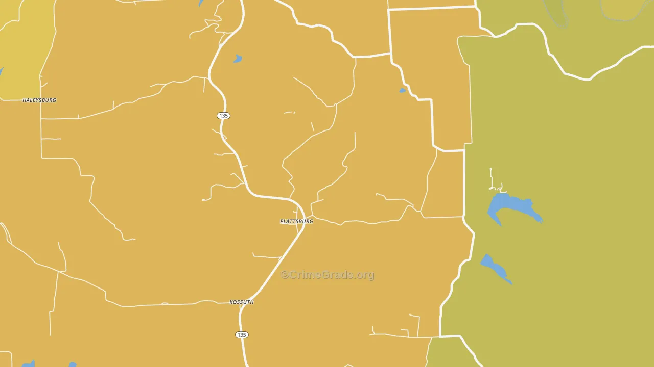 Plattsburg, IN Map of Burglary Rates
