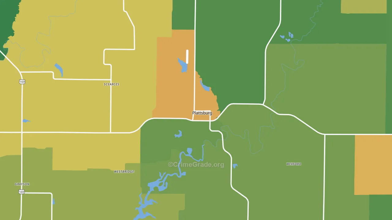 Plattsburg, MO Map of Burglary Rates