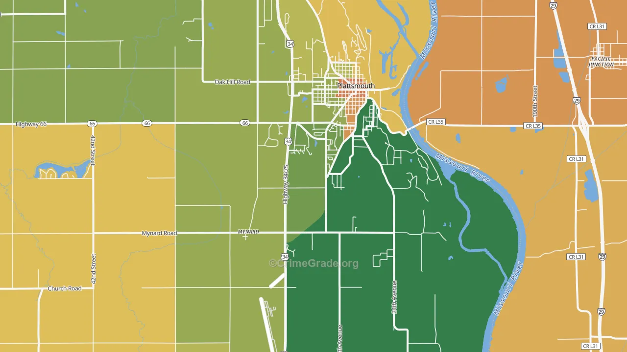 Plattsmouth, NE Map of Burglary Rates