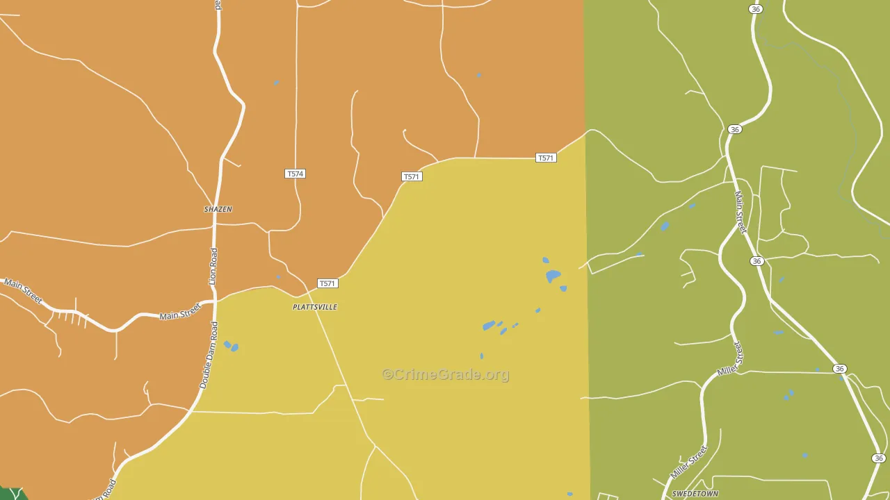 Plattsville, PA Map of Burglary Rates