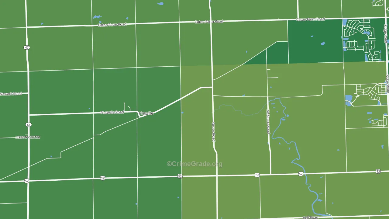 Plattville, IL Map of Burglary Rates