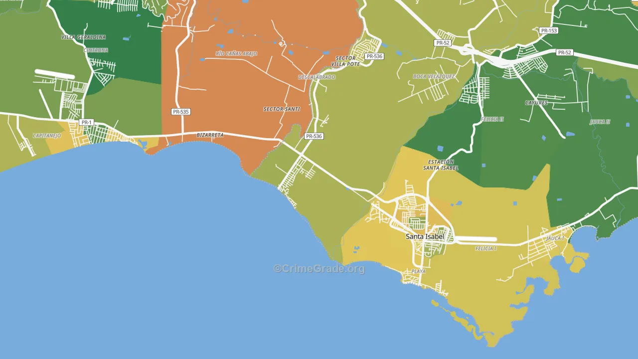 Playa Cortada, PR Map of Burglary Rates