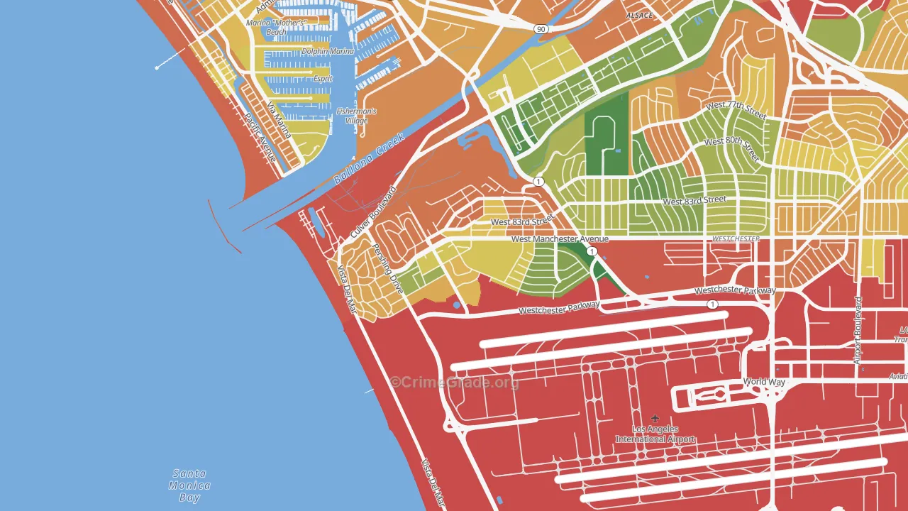 Playa del Ray, Playa Del Rey, CA Map of Burglary Rates