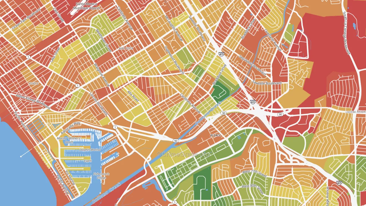 Playa Vista, Los Angeles, CA Map of Burglary Rates