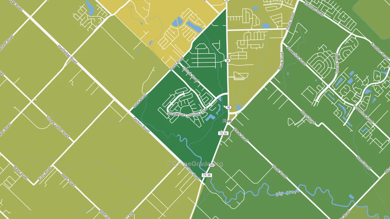 Pleak, TX Map of Burglary Rates