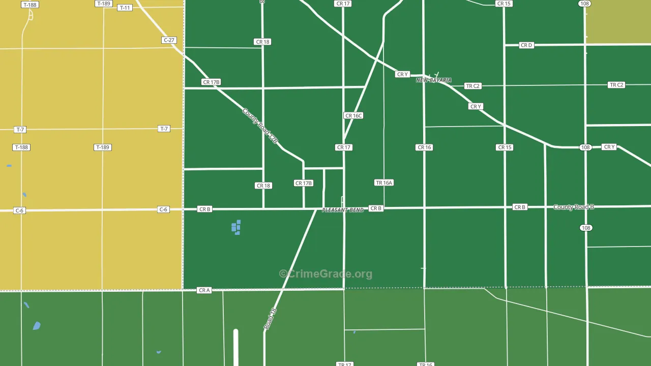 Pleasant Bend, OH Map of Burglary Rates