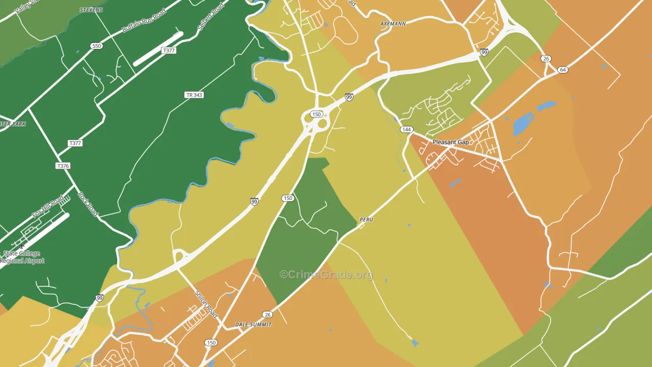 Pleasant Gap, PA Map of Burglary Rates