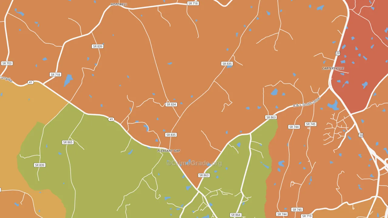 Pleasant Gap, VA Map of Burglary Rates