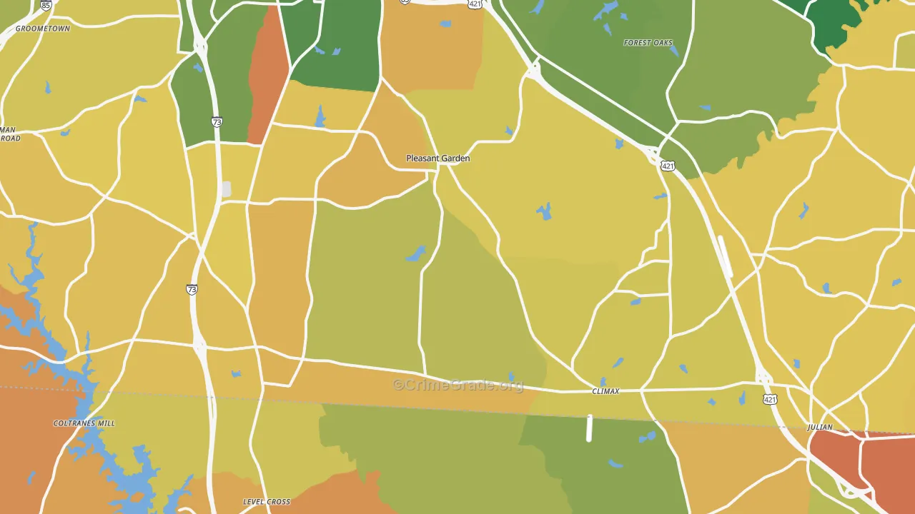 Pleasant Garden, NC Map of Burglary Rates