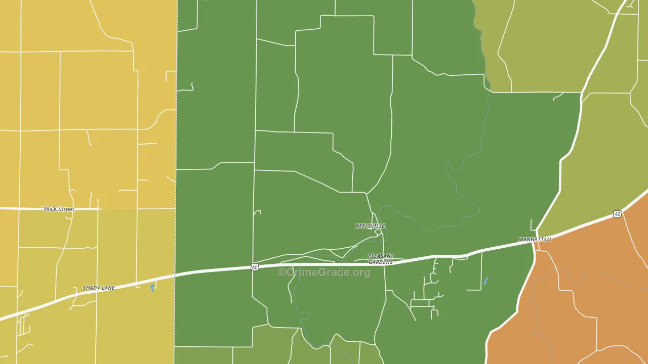 Pleasant Gardens, IN Map of Burglary Rates