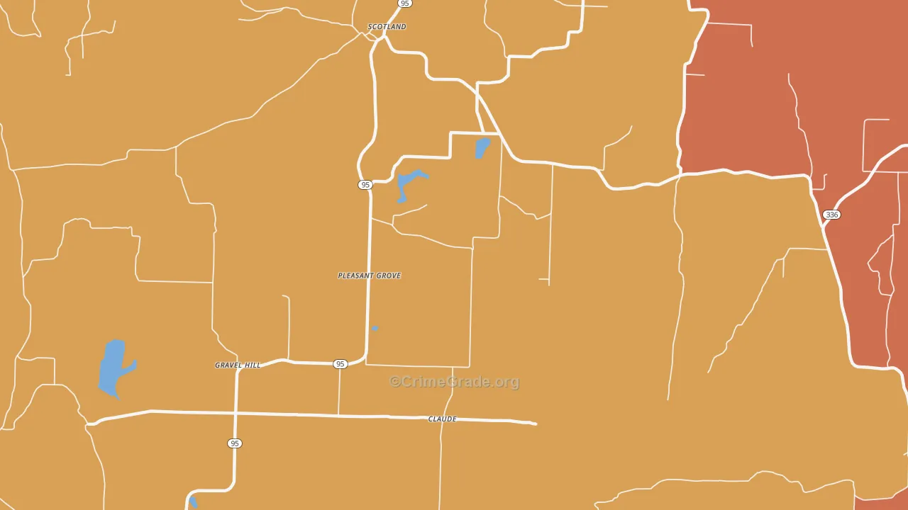 Pleasant Grove, AR Map of Burglary Rates
