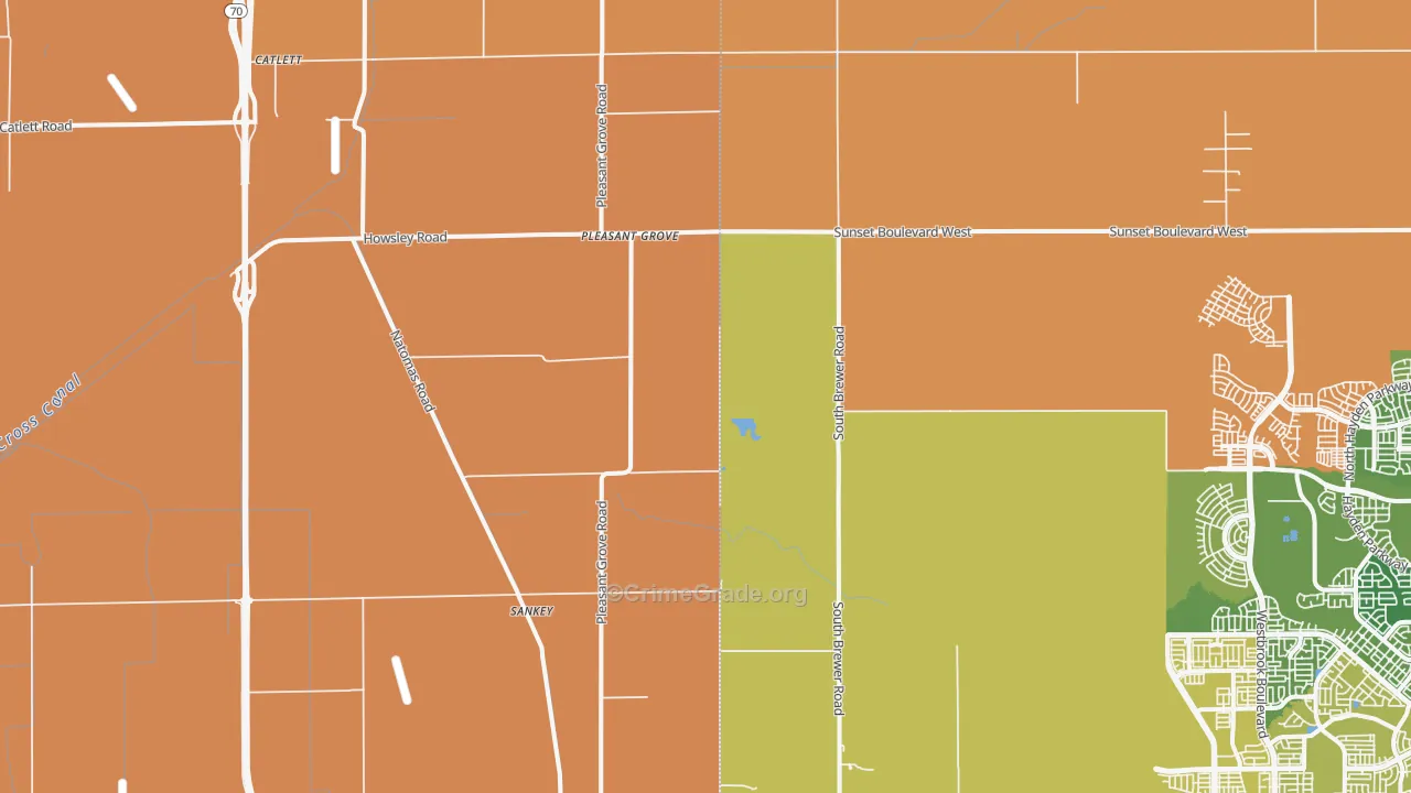Pleasant Grove, CA Map of Burglary Rates
