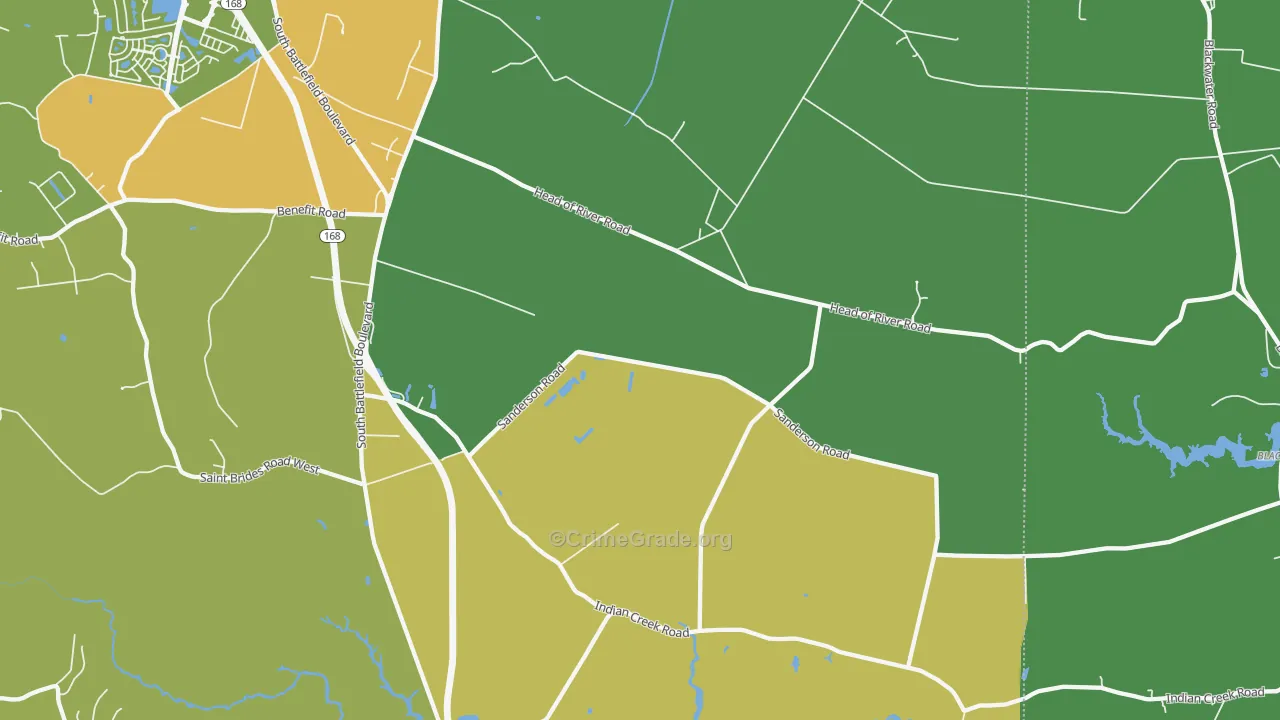 Pleasant Grove East, Chesapeake, VA Map of Burglary Rates
