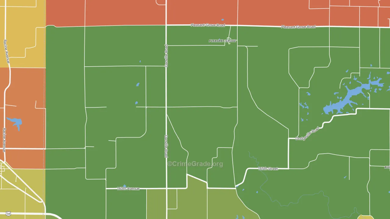 Pleasant Grove, IA Map of Burglary Rates