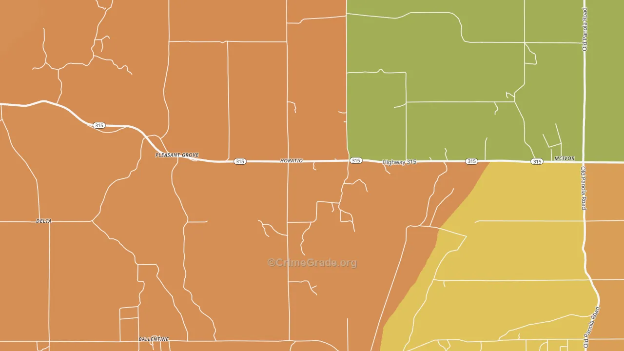 Pleasant Grove, MS Map of Burglary Rates