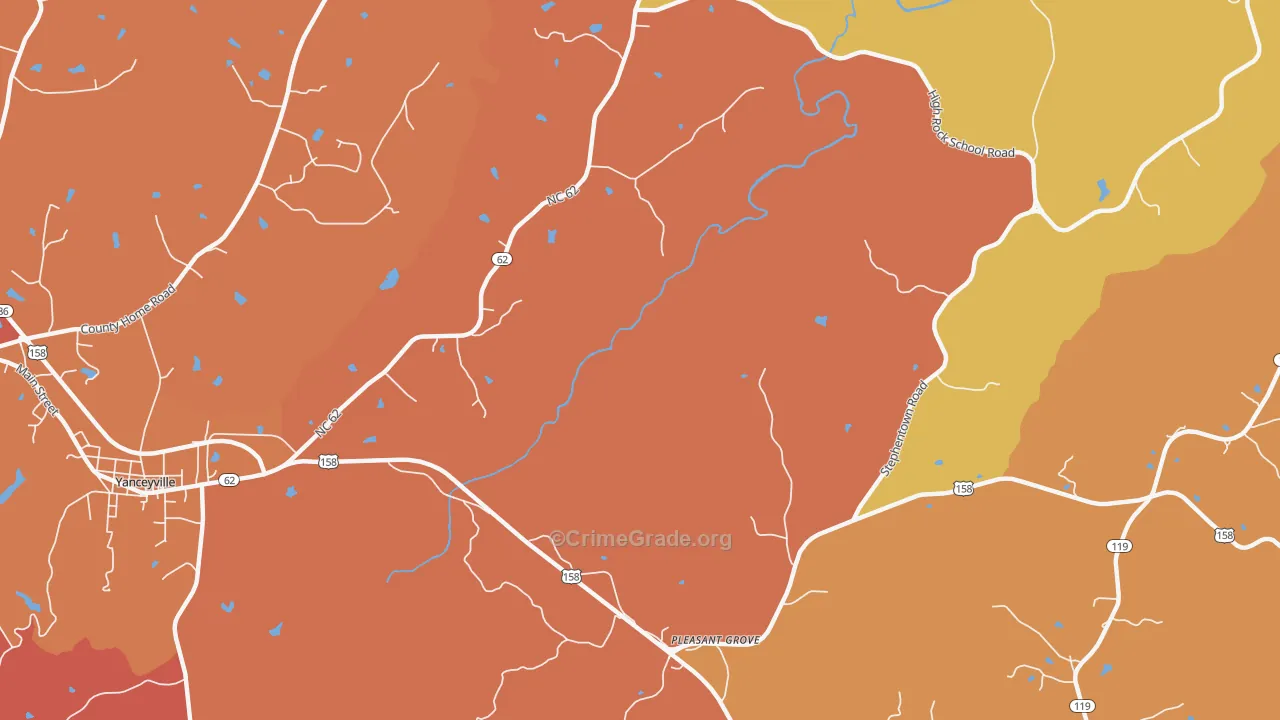 Pleasant Grove, NC Map of Burglary Rates