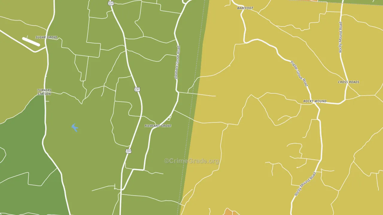 Pleasant Grove, TN Map of Burglary Rates
