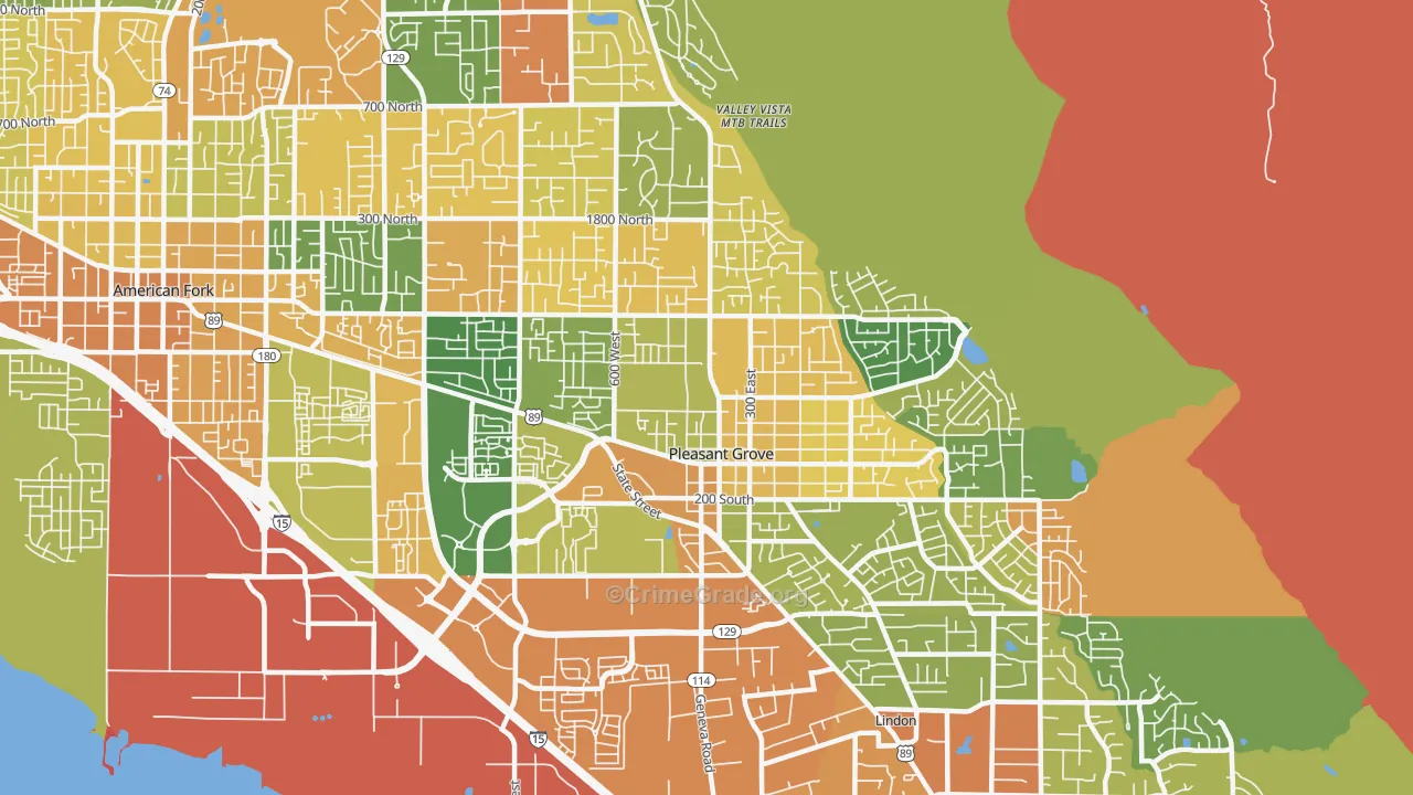 Pleasant Grove, UT Map of Burglary Rates