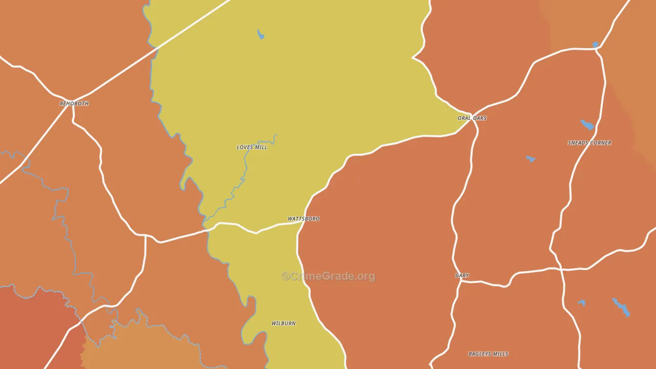 Pleasant Grove, VA Map of Burglary Rates