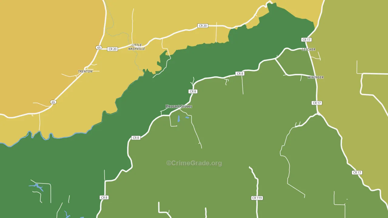 Pleasant Groves, AL Map of Burglary Rates