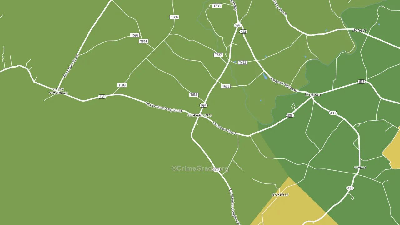 Pleasant Hall, PA Map of Burglary Rates