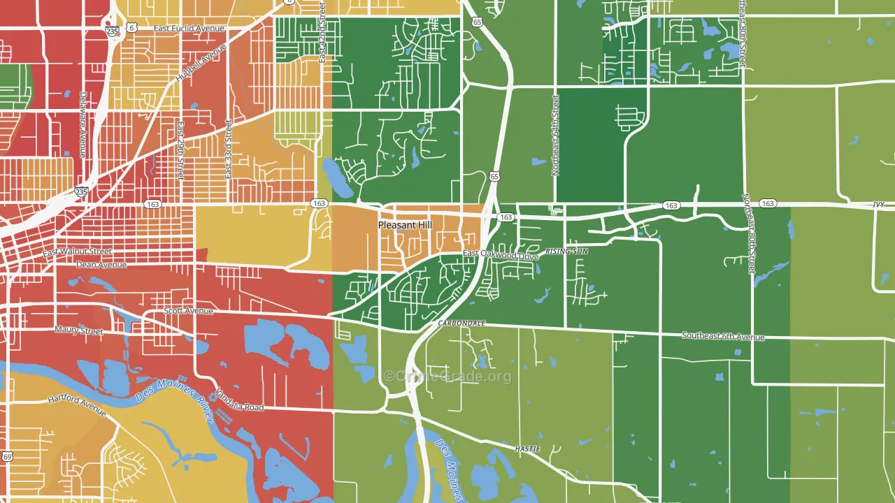 Pleasant Hill, IA Map of Burglary Rates