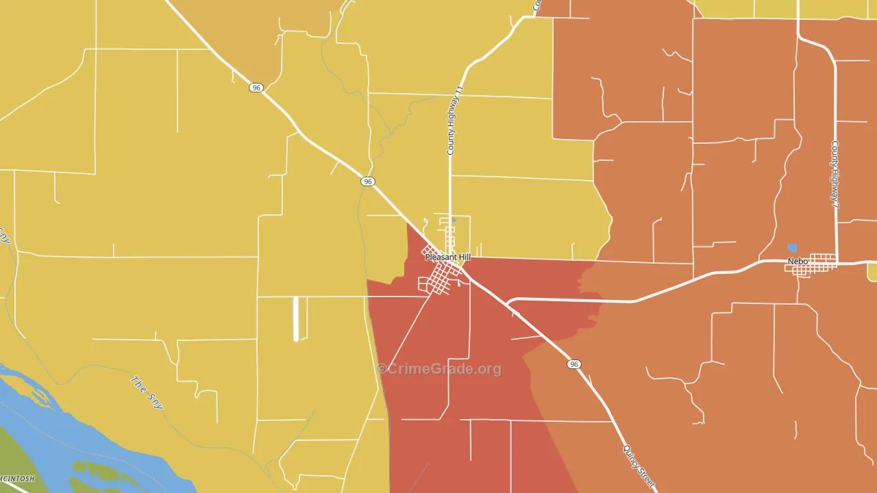 Pleasant Hill, IL Map of Burglary Rates