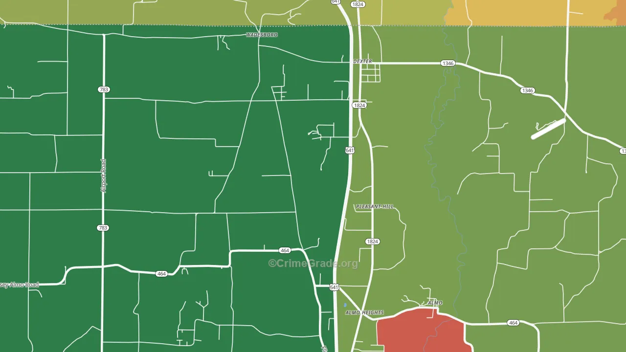 Pleasant Hill, KY Map of Burglary Rates