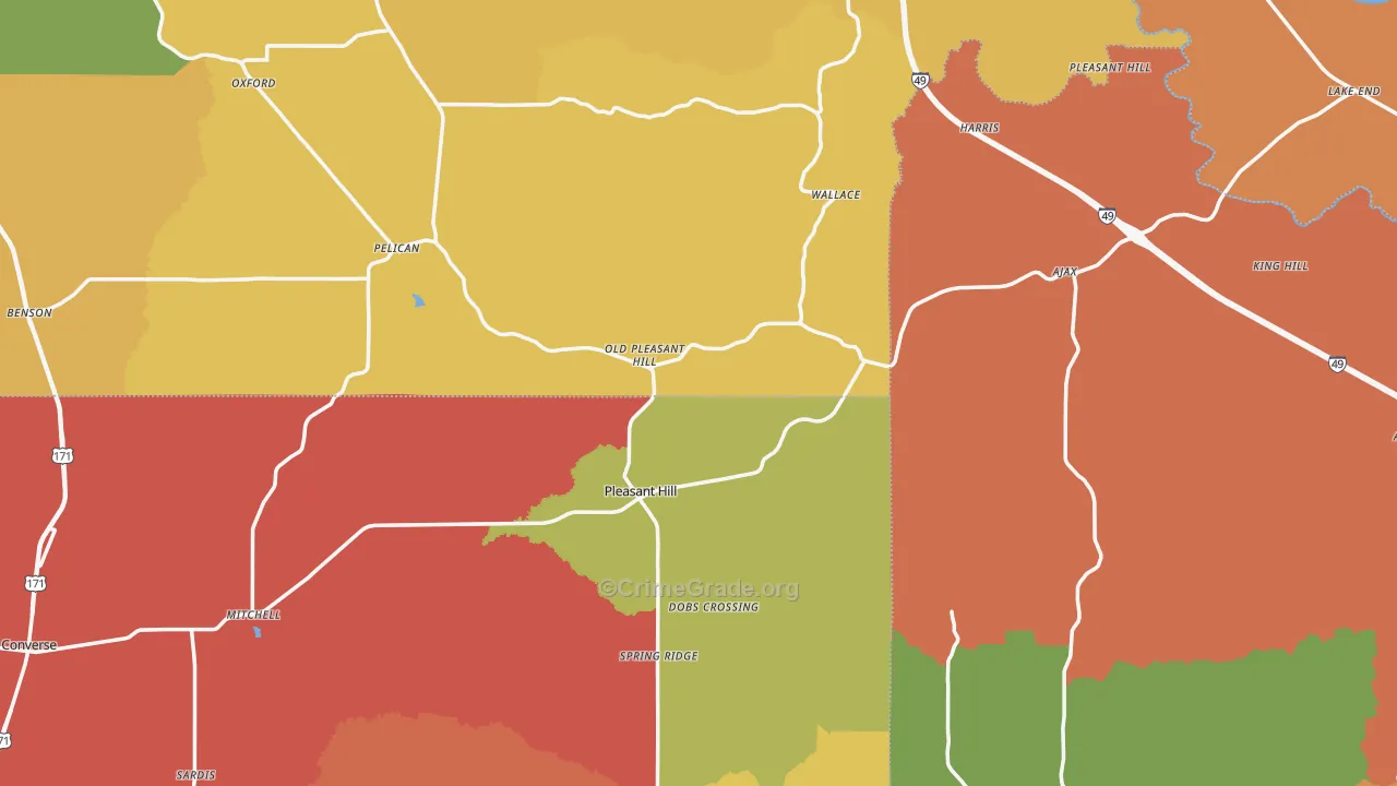 Pleasant Hill, LA Map of Burglary Rates