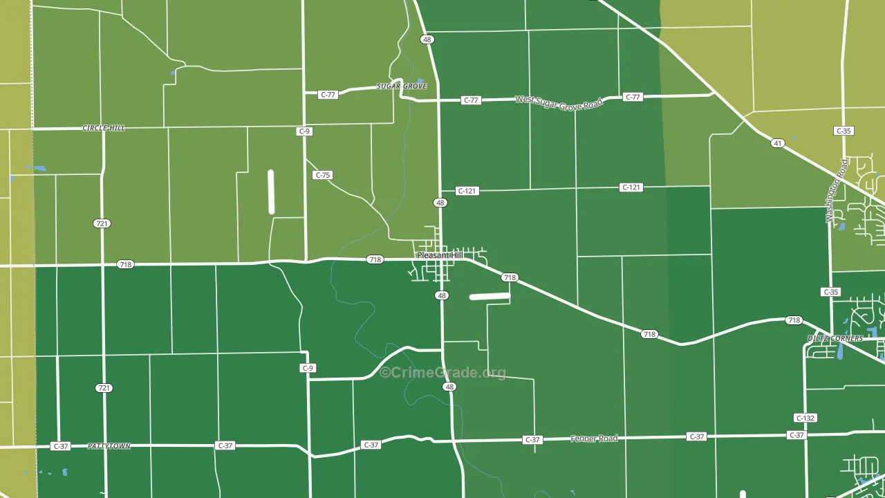 Pleasant Hill, OH Map of Burglary Rates