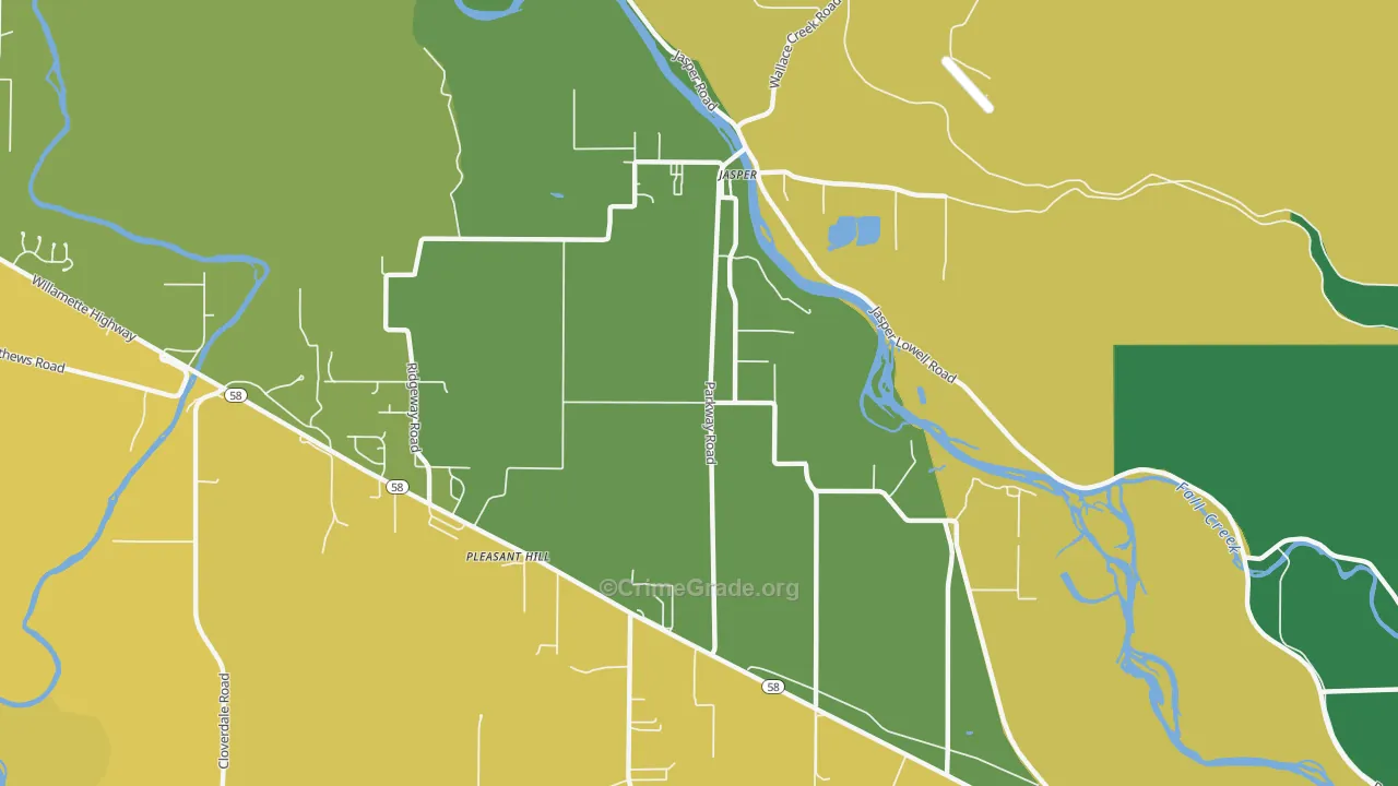 Pleasant Hill, OR Map of Burglary Rates