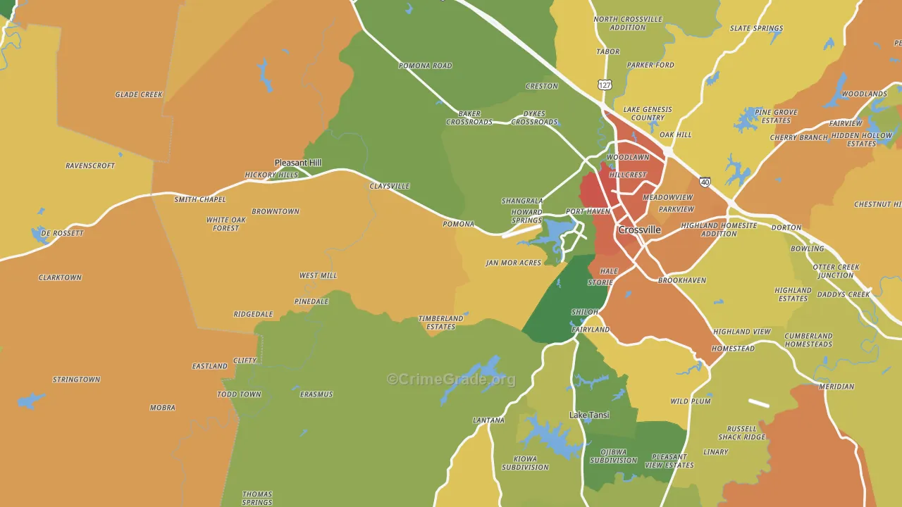 Pleasant Hill, TN Map of Burglary Rates